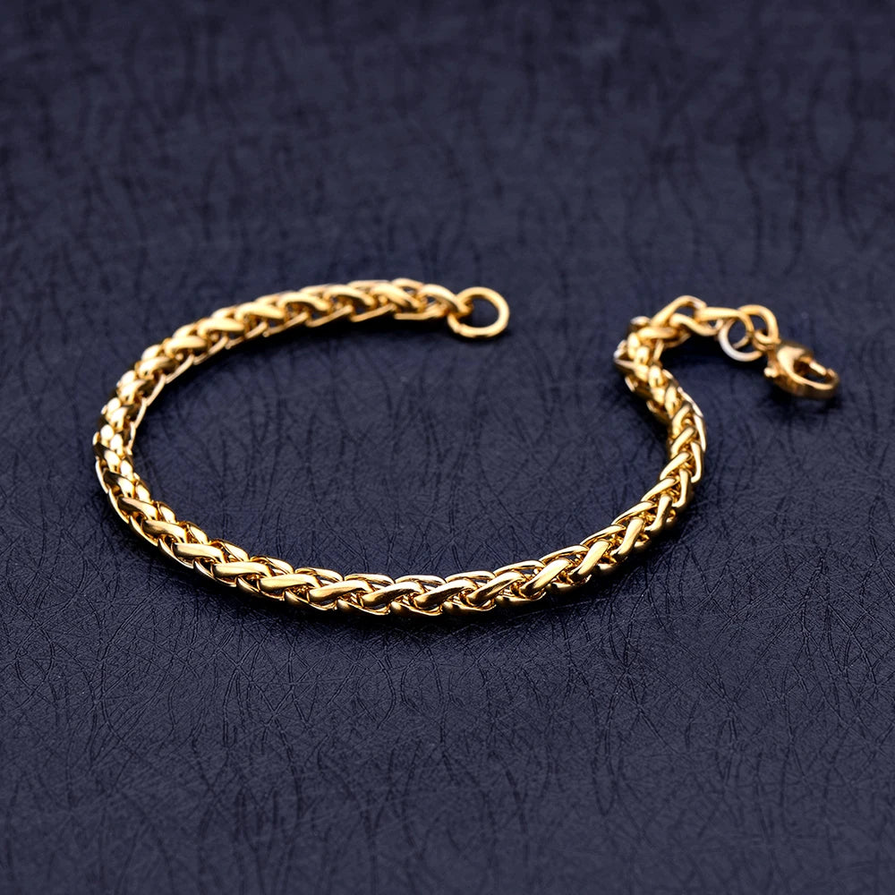 2020 New Stainless Steel Golden Keel Chain Bracelet Fashion Jewelry For Women and Men Wedding Birthday Party Gift 4/5/6MM