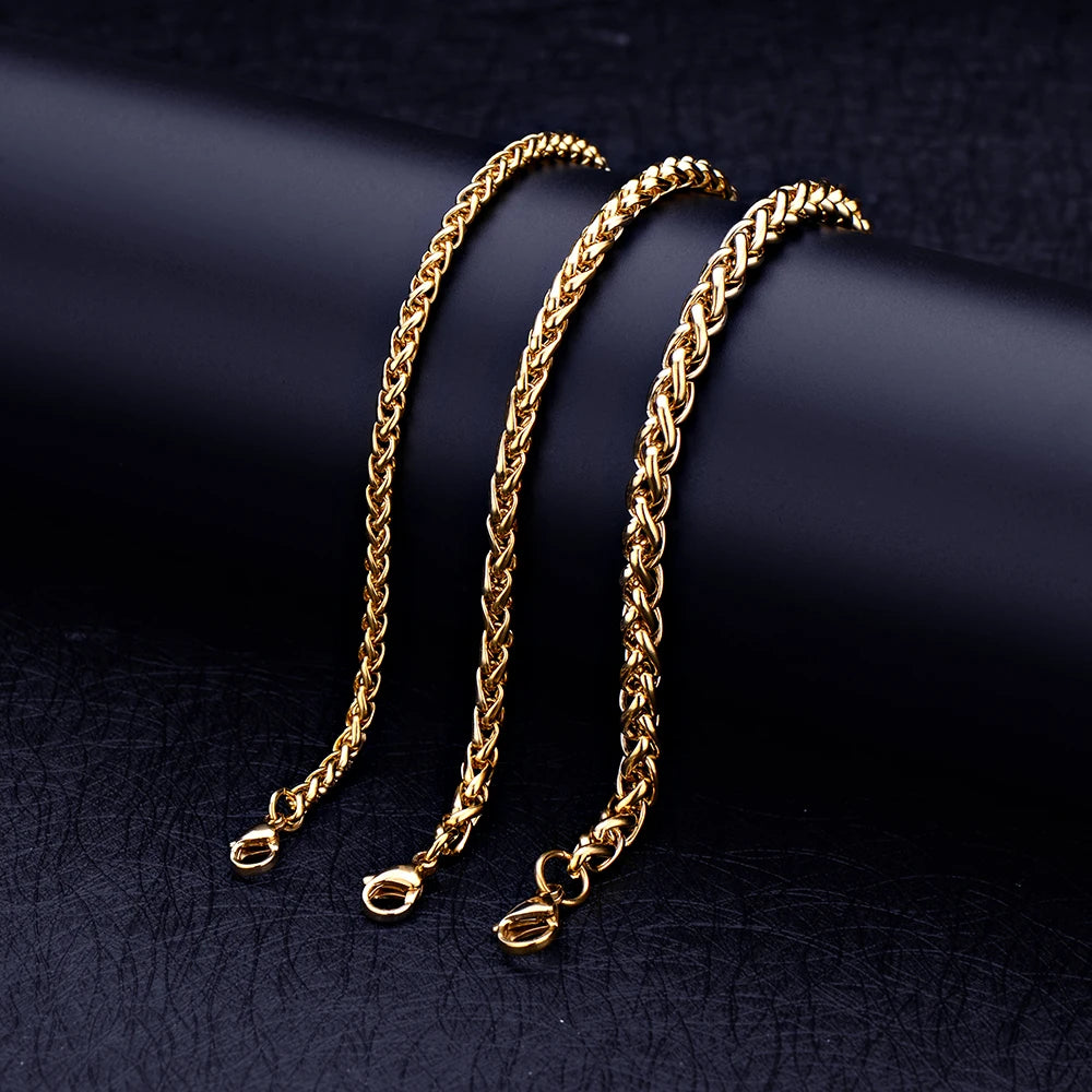 2020 New Stainless Steel Golden Keel Chain Bracelet Fashion Jewelry For Women and Men Wedding Birthday Party Gift 4/5/6MM