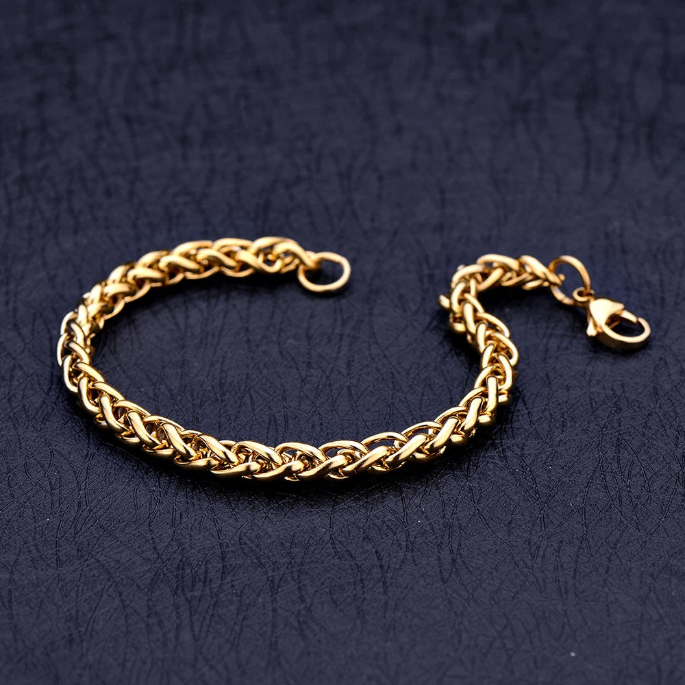 2020 New Stainless Steel Golden Keel Chain Bracelet Fashion Jewelry For Women and Men Wedding Birthday Party Gift 4/5/6MM