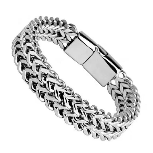 HNSP 10MM Stainless Steel Bracelet For Men Jewelry Hidden Locks Hand Chain 19/21/23CM Size Accessories