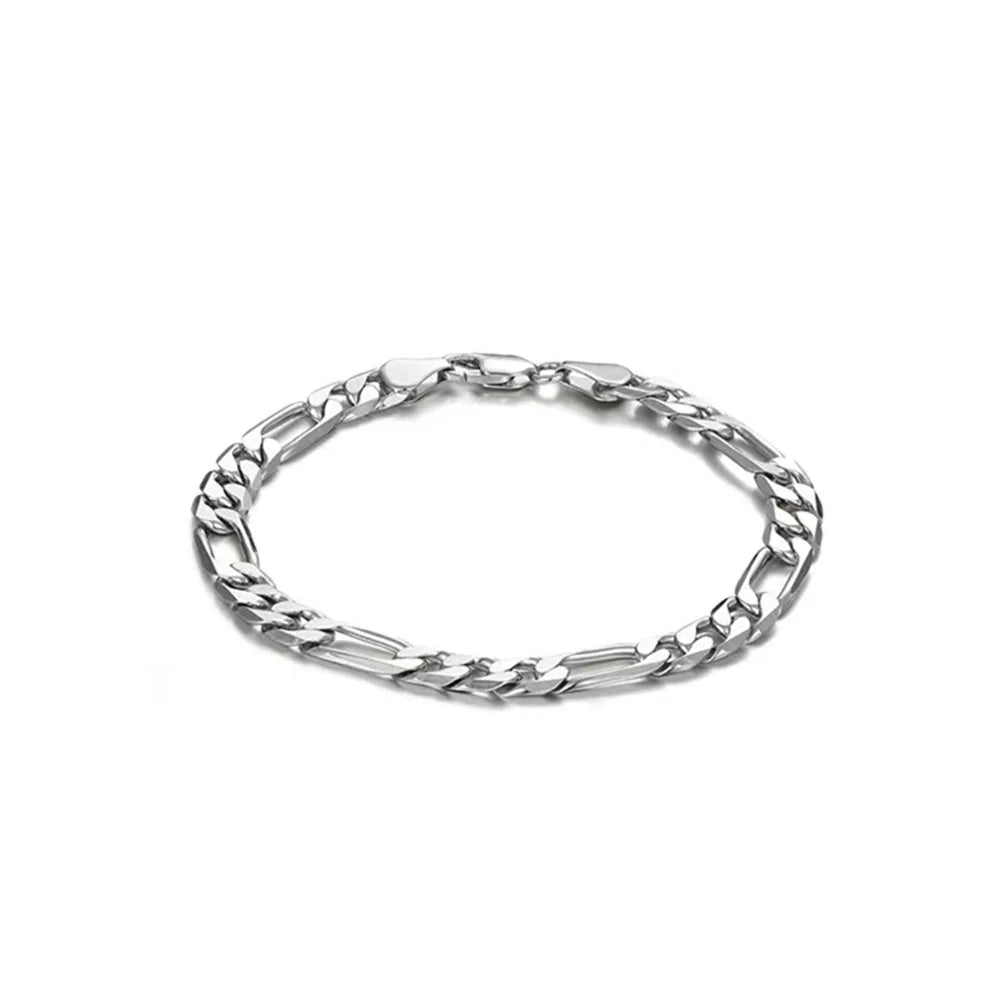 5mm Stainless Steel Figaro Chain Bracelet For Men Simple Silver Color NK Chain Women Bracelet Hip Hop Jewelry Party Accessories