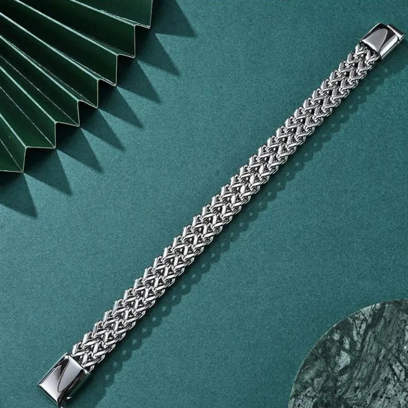 HNSP 10MM Stainless Steel Bracelet For Men Jewelry Hidden Locks Hand Chain 19/21/23CM Size Accessories