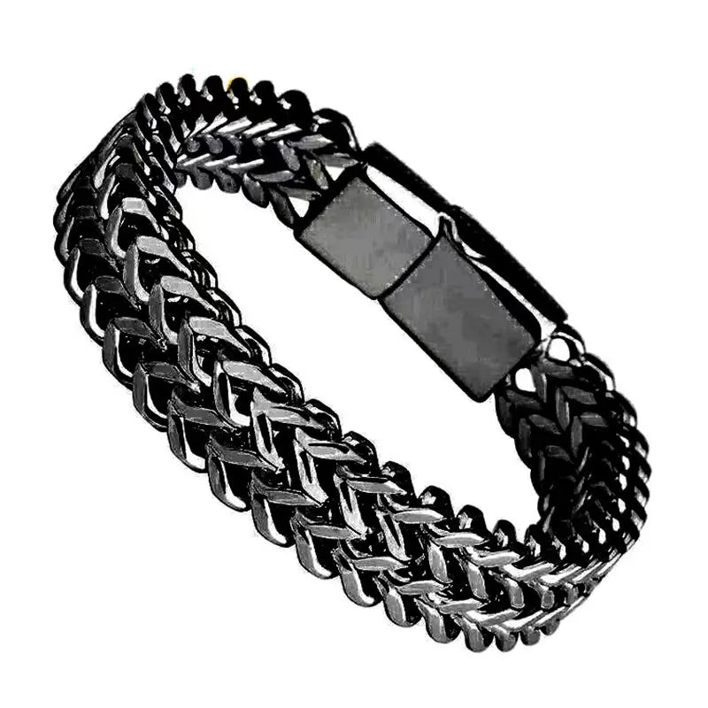 HNSP 10MM Stainless Steel Bracelet For Men Jewelry Hidden Locks Hand Chain 19/21/23CM Size Accessories