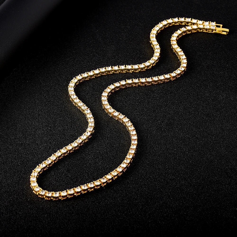 New Classical 4MM Tennis Chain Iced Out Bracelet Necklace Men Fashion Hip-Hop Jewelry Women 8/16/18/20/24/30inch Choker Gift