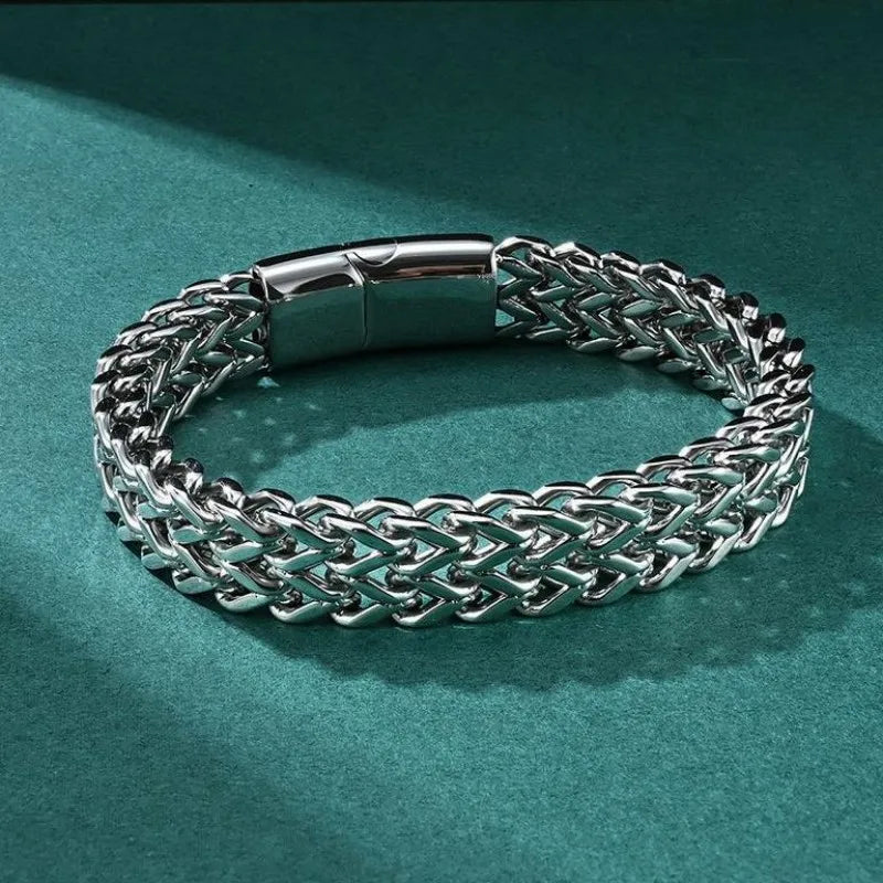 HNSP 10MM Stainless Steel Bracelet For Men Jewelry Hidden Locks Hand Chain 19/21/23CM Size Accessories